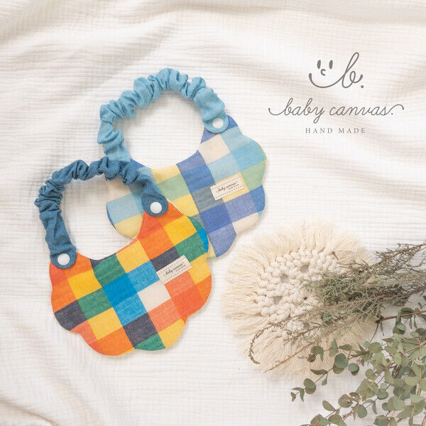 ピクニックチェックのゴム紐スタイ 花型 Lohasfesta Mall